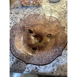 Fenton Vintage Amethyst‎ Three Footed Silvertone Bowl